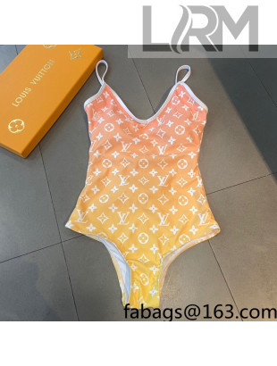 Louis Vuitton Gradient Monogram Cut-out One-Piece Swimwear Pink/Yellow 2021
