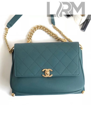 Chanel Calfsin & Gold-Tone Metal Medium Flap Bag A57942 Turquoise F/W 2018