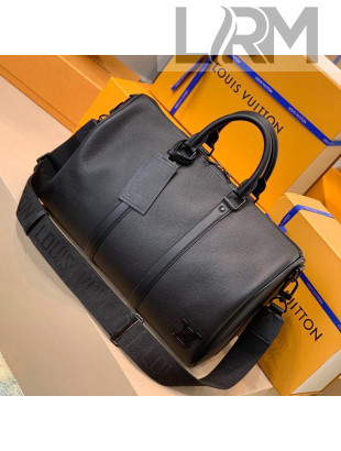 Louis Vuitton Keepall Bandoulière 40 Bag in Black Cowhide Leather M57088 2021