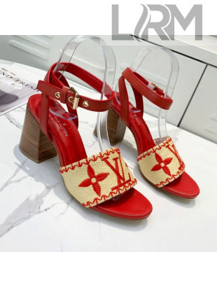 Louis Vuitton Sienna Raffia Sandals Red 2021
