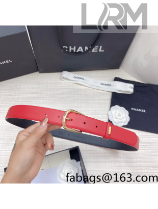 Chanel Calfskin Belt 3cm Red 2021 86