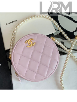 Chanel Calfskin Round Clutch Bag with Chain AP2191 Light Pink 2021