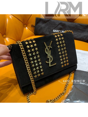 Saint Laurent Kate Small Bag in Star Studded Suede Black/Gold 2019
