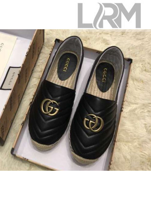 Gucci Leather Espadrille with Double G 551890 Black 2019