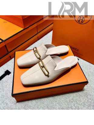 Hermes Esmee Mule with Iconic Roulis Buckle Off-white 2022(Handmade)