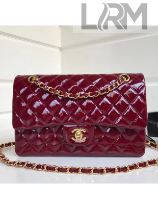 Chanel Patent Calfskin Medium Classic Flap Bag A1112 Burgundy（Gold Hardware）