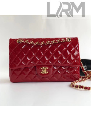 Chanel Patent Calfskin Medium Classic Flap Bag A1112 Red（Gold Hardware）