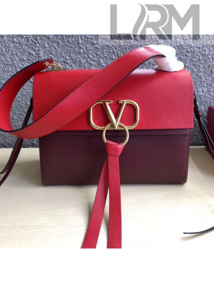 Valentino Large VRing Calfskin Shoulder Bag 0004L Red/Burgundy 2019