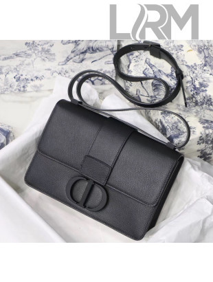 Dior 30 Montaigne Stamped Grain Calfskin Flap Bag With Matte Tonal 'CD' Clasp Black 2020