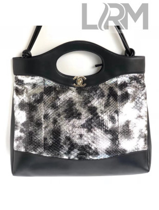 Chanel Lambskin & Python Leather Chanel 31 Large Shopping Bag A57978 Silver/Black 2018