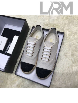 Chanel Glittering Fabric Lace-ups Sneakers G34424 White 2019