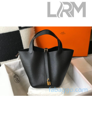 Hermes Picotin Lock Bag 22cm in Togo Calfskin Black/Gold 2020