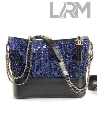 Chanel Sequins/Calfskin Gabrielle Medium Hobo Bag A93824 Blue F/W 2018