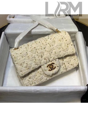 Chanel Tweed Lurex Small Flap Bag White/Gold 2019