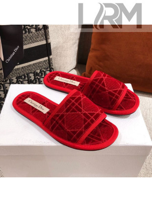Dior Homey Slipper Sandals in Red Cannage Embroidery 2021
