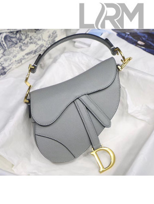 Dior Mini Saddle calfskin bag in Grainy Calfskin Grey Stone 2020
