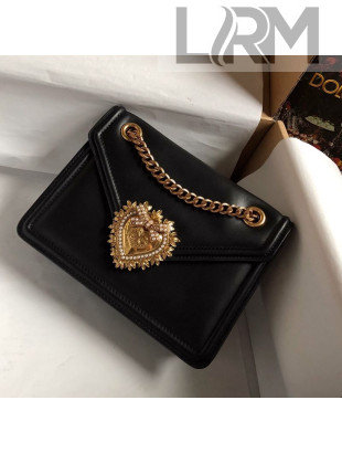Dolce&Gabbana Small Devotion Smooth Leather Shoulder Bag Black 2020