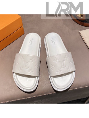 Louis Vuitton Monogram Supple Leather Flat Slide Sandals White 2021