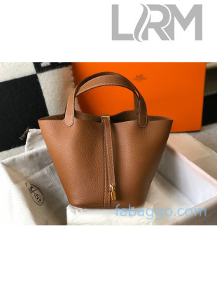 Hermes Picotin Lock Bag 22cm in Togo Calfskin Brown/Gold 2020