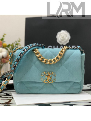 Chanel 19 Denim Small Flap Bag AS1160 Blue 2021