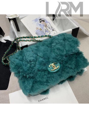 Chanel Shearling Lambskin Medium Flap Bag AS1063 Green 2019