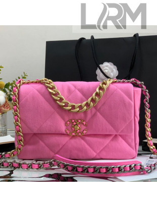 Chanel 19 Denim Large Flap Bag AS1161 Pink 2021