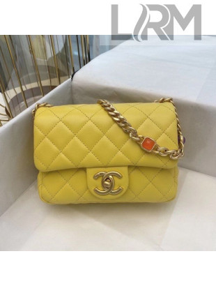 Chanel Lambskin Resin Stones Chain Mini Flap Bag AS2379 Yellow 2021 TOP