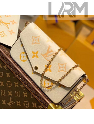 Louis Vuitton Félicie Pochette Clutch with Chain/Mini Bag in Monogram Leather M80498 Yellow 2021