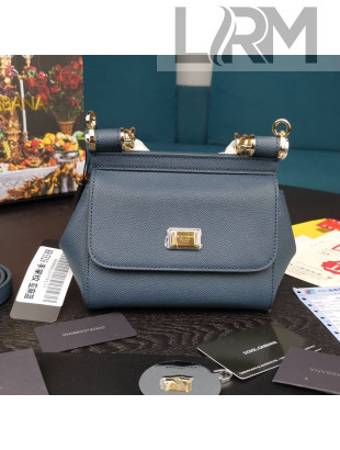 Dolce&Gabbana Classic Mini Sicily Palm-Grained Leather Top Handle Bag 5516 Dark Grey 2020