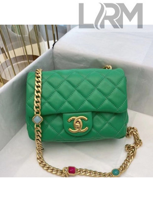 Chanel Lambskin Resin Stones Chain Mini Flap Bag AS2379 Green 2021 TOP