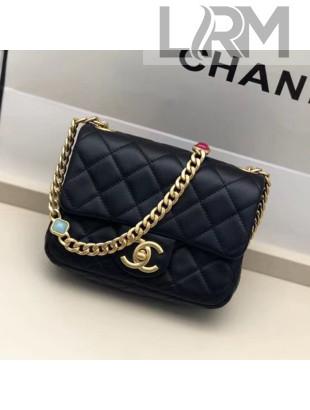 Chanel Lambskin Resin Stones Chain Mini Flap Bag AS2379 Black 2021 TOP