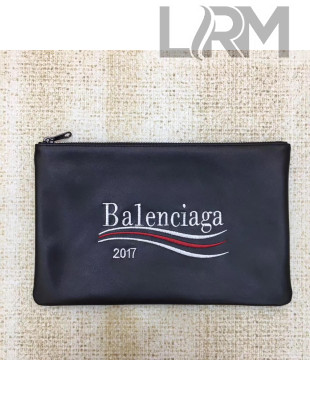 Balen Calfskin Embroidered Pouch Clutch Mini Bag Black 2017
