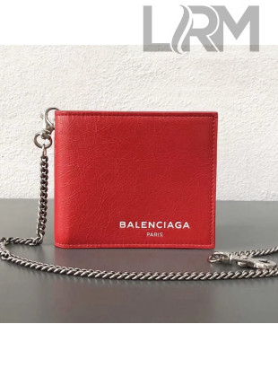 Balen...ga  Explorer Square Wallet with Chain Red 2018