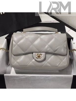 Chanel Quilted Lambskin Classic Medium Flap Bag with Top Handle AS1115 Gray 2019