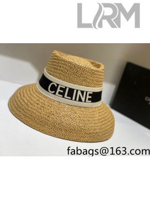 Celine Staw Bucket Hat with Logo Band Khaki 2021
