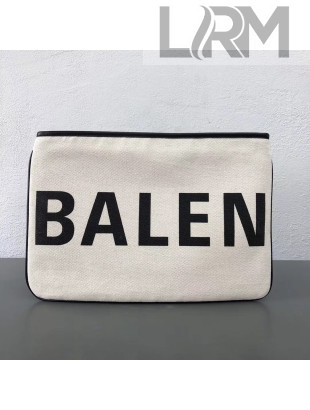 Balen...ga Canvas Logo Print Pouch White 2018