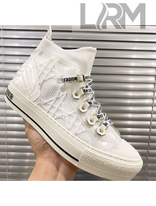 Dior Walk'n'Dior High-top Sneakers in White Knit with Cannage Embroidery 2020