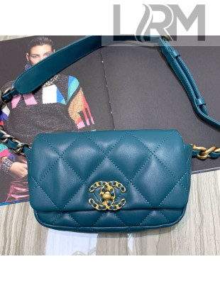 Chanel Quilted Leather 19 Belt Bag/Waist Bag Turquoise 2019 