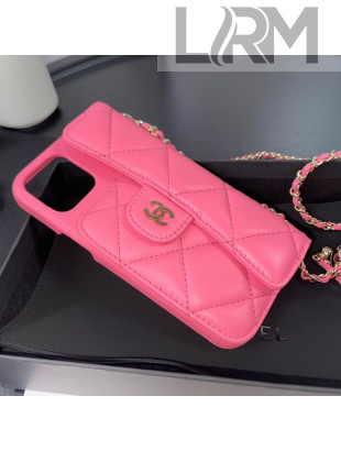Chanel Lambskin Classic Case for iPhone XII Pro Max with Chain AP2082 Pink 2021