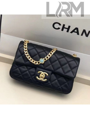 Chanel Lambskin Resin Stones Chain Small Flap Bag AS2380 Black 2021 TOP