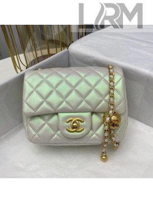 Chanel Iridescent Quilted Leather Square Mini Flap Bag with Metal Ball AS1786 Silver 2021