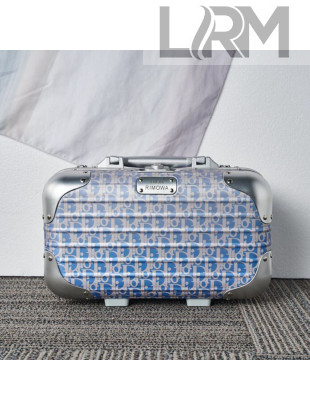 Dior x Rimowa Hand Case Luggage Travel Bag in Blue Dior Oblique Aluminum 2020