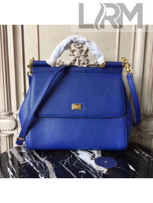 Dolce&Gabbana Classic Large Sicily Palm-Grained Leather Top Handle Bag 5517 Royal Blue 2020
