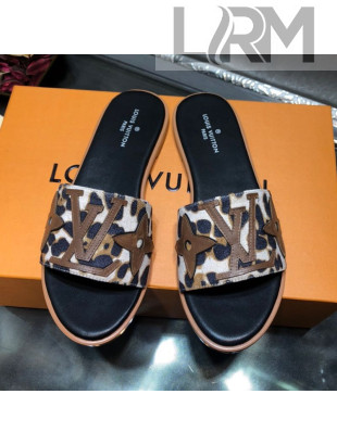 Louis Vuitton Lock It Flat Slide Sandals with Patchwork Logo White 2021