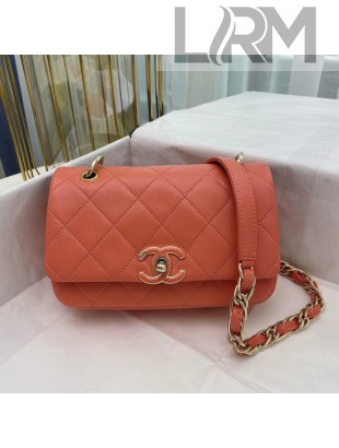 Chanel Quilted Lambskin Entwined Chain Small Flap Bag AS2317 Orange 2021 TOP