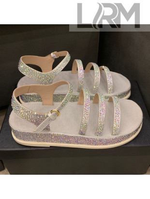 Chanel Crystal Platform Sandals G37140 Grey 2021