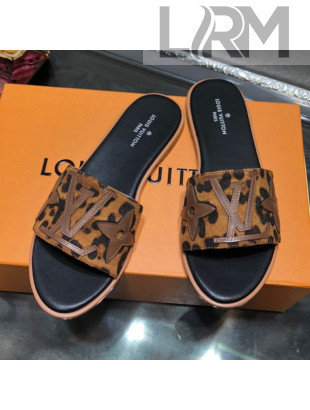 Louis Vuitton Lock It Flat Slide Sandals with Patchwork Logo Brown 2021