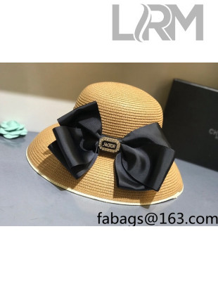 Dior Staw Bucket Hat with Maxi Bow Khaki 2021
