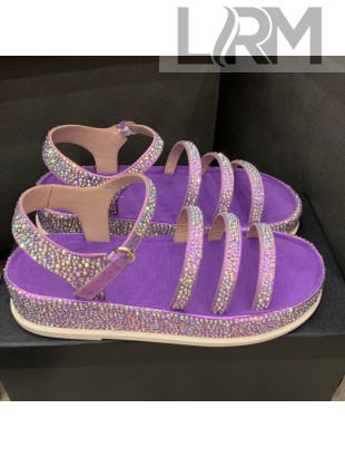 Chanel Crystal Platform Sandals G37140 Purple 2021