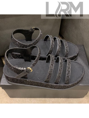 Chanel Crystal Platform Sandals G37140 Black 2021